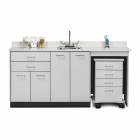 Clinton 48072MR Classic Laminate 72" Wide Cart-Mate Cabinet with Right Side 4-Drawer Cart, Middle Double Doors in Gray Finish. NOTE: Supplies and Optional Sink Model 022 are NOT included.