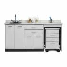 Clinton 48072R Classic Laminate 72" Wide Cart-Mate Cabinet with Right Side 4-Drawer Cart in Gray Finish. NOTE: Supplies and Optional Sink Model 022 are NOT included.