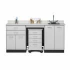 Clinton 48072SR Classic Laminate 72" Wide Cart-Mate Cabinet with Centered 4-Drawer Cart, Right Side Double Doors in Gray Finish. NOTE: Supplies and Optional Sink Model 022 are NOT included.