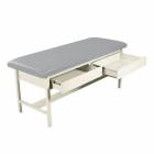 Model 5585 H-Brace Treatment Table with Two Drawers. Table shown in River Rock upholstery color. This color is no longer available.