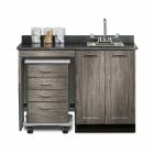 Clinton 58048L Fashion Finish 48" Wide Cart-Mate Cabinet with Left Side 4-Drawer Cart in Metropolis Gray Finish and Black Alicante Countertop. NOTE: Supplies and Optional Sink Model 022 are NOT included.