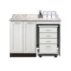 Clinton 58048R Fashion Finish 48" Wide Cart-Mate Cabinet with Right Side 4-Drawer Cart in Arctic White Color and Classic Marble Countertop (Sundry Jar Sold Separately; Organizer Holder and Scissors NOT Included)