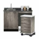 Clinton 58048R Fashion Finish 48" Wide Cart-Mate Cabinet with Right Side 4-Drawer Cart in Metropolis Gray and Black Alicante Countertop. NOTE: Supplies and Optional Sink Model 022 are NOT included.