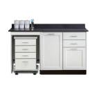 Clinton 58060ML Fashion Finish 60" Wide Cart-Mate Cabinet with Left Side 4-Drawer Cart, Middle Single Door in Arctic White Color and Graphite Talc Countertop (Sundry Jar Sold Separately; Organizer Holder and Scissors NOT Included)