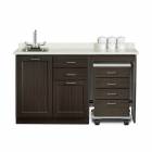 Clinton 58060R Fashion Finish 60" Wide Cart-Mate Cabinet with Right Side 4-Drawer Cart in Twilight Finish and White Carrara Countertop. NOTE: Supplies and Optional Sink Model 022 are NOT included.