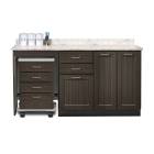 Clinton 58066L Fashion Finish 66" Wide Cart-Mate Cabinet with Left Side 4-Drawer Cart in Twilight Finish and Black Alicante Laminate Countertop. NOTE: Supplies and Optional Sink Model 022 are NOT included.