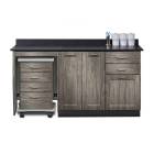 Clinton 58066ML Fashion Finish 66" Wide Cart-Mate Cabinet with Left Side 4-Drawer Cart, Middle Double Doors in Metropolis Gray Color and Graphite Talc Countertop (Sundry Jar Sold Separately; Organizer Holder and Scissors NOT Included)