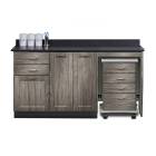 Clinton 58066MR Fashion Finish 66" Wide Cart-Mate Cabinet with Right Side 4-Drawer Cart, Middle Double Doors in Metropolis Gray Color and Graphite Talc Countertop (Sundry Jar Sold Separately; Organizer Holder and Scissors NOT Included)