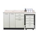 Clinton 58066R Fashion Finish 66" Wide Cart-Mate Cabinet with Right Side 4-Drawer Cart in Arctic White Color and Classic Marble Countertop (Sundry Jar Sold Separately; Organizer Holder and Scissors NOT Included)