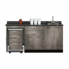 Clinton 58072L Fashion Finish 72" Wide Cart-Mate Cabinet with Left Side 4-Drawer Cart in Metropolis Gray Finish and Black Alicante Laminate Countertop. NOTE: Supplies and Optional Sink Model 022 are NOT included.