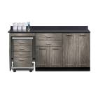 Clinton 58072L Fashion Finish 72" Wide Cart-Mate Cabinet with Left Side 4-Drawer Cart, Right Side Double-Door in Metropolis Gray Color, and Graphite Talc Countertop (Sundry Jar Sold Separately; Organizer Holder and Scissors NOT Included)
