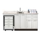 Clinton 58072ML Fashion Finish 72" Wide Cart-Mate Cabinet with Left Side 4-Drawer Cart, Middle Double-Door in Arctic White Color, and Classic Marble Countertop (Sundry Jars, Sink, and Faucet Sold Separately; Organizer Holder & Scissors NOT Included)