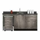 Clinton 58072ML Fashion Finish 72" Wide Cart-Mate Cabinet with Left Side 4-Drawer Cart, Middle Double Doors in Metropolis Gray Finish and Black Alicante Laminate Countertop. NOTE: Supplies and Optional Sink Model 022 are NOT included.