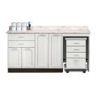 Clinton 58072MR Fashion Finish 72" Wide Cart-Mate Cabinet with Right Side 4-Drawer Cart, Middle Double-Door in Arctic White Color, and Classic Marble Countertop (Sundry Jar Sold Separately; Organizer Holder and Scissors NOT Included)
