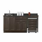 Clinton 58072R Fashion Finish 72" Wide Cart-Mate Cabinet with Right Side 4-Drawer Cart in Twilight Finish and Black Alicante Laminate Countertop. NOTE: Supplies and Optional Sink Model 022 are NOT included.