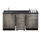 Clinton 58072SL Fashion Finish 72" Wide Cart-Mate Cabinet with Centered 4-Drawer Cart, Left Side Double Doors in Metropolis Gray Color and Graphite Talc Countertop (Sundry Jars, Sink, and Faucet Sold Separately; Organizer Holder & Scissors NOT Included)