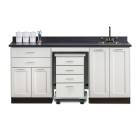 Clinton 58072SR Fashion Finish 72" Wide Cart-Mate Cabinet with Centered 4-Drawer Cart, Right Side Double Doors in Arctic White Color and Graphite Talc Countertop (Sundry Jars, Sink, and Faucet Sold Separately; Organizer Holder & Scissors NOT Included)