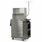 Harloff Model 6025E-TC Stainless Steel Eight Drawer Cast Cart with Top Compartment & Basic Electronic Push Button Lock - Deluxe Package