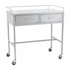 Blickman SS Utility Table with H-Brace, Guard Rail and Two Side by Side Drawers