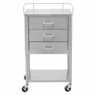 Blickman SS Anesthesia Utility Table with Guard Rail and Three Drawers
