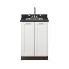 Clinton Model 8624 Fashion Finish Arctic White 24" Wide Base Cabinet with Graphite Talc Countertop (Sink and Wing Lever Faucet Sold Separately)
