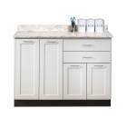 Clinton Model 8648 Fashion Finish Arctic White 48" Wide Base Cabinet with Classic Marble Countertop (Organizer Holder and Scissors NOT Included; Sundry Jar Sold Separately)