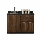 Clinton Fashion Finish Chestnut Hill 48" Wide Base Cabinet Model 8648 shown with Meteorite Postform Countertop with Sink and Wing Lever Faucet Model 48P