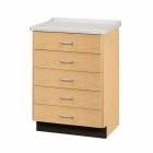 Clinton 8805-A Treatment Cabinet with 5 Drawers and Molded Top - Maple Base