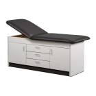 Clinton 91009 Series Cabinet Style Treatment Table with Two Closed Door and Center Drawer - Black Upholstery and Gray Laminate