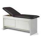Clinton 91040 Series Panel Leg Treatment Table with Sliding Door - Black Upholstery and Gray Laminate