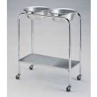 Pedigo Stainless Steel Double Basin Stand With 2 Stainless Steel Basins & Lower Shelf