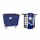 R&B Wire Antimicrobial Knocked-Down Vinyl Basket Truck with 4 Swivel Casters, Navy - Assembled and Disassembled