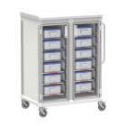 Pegasus Apollo U Type Sterile Core Storage Cart with 3 Panels, Double Column, and Aluminum-Handled Solid Shelves, Glass Door (Bins are Not Included)