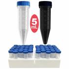 MTC Bio Five-O 5mL MacroTube Sterile Centrifuge Tubes with Screw Caps in Foam Rack - Natural (C2540) & Opaque Black (C2540-OB)