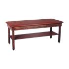 CanDo® Fixed Height Hardwood Treatment Table with Flat Top, H-Brace, and Shelf