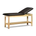 CanDo® Treatment Table with Adjustable Back and Shelf (Shown in Black Upholstery and Natural Wood Finish)