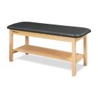 CanDo® Treatment Table with Flat Top and Shelf (Shown in Black Upholstery and Natural Wood Finish)