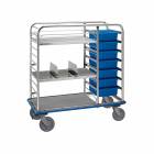 Pedigo CDS-177-C Small Central Supply Cart with 2 Solid Shelves, 2 Shelf Dividers, 4 Retaining Rods & Tote Boxes