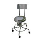 MRI Non-Magnetic Adjustable Height Stainless Steel Stool with Backrest & Dual Wheel Casters