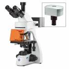 Globe Scientific EBS-3153-PLFI-DC18 bScope Trinocular Compound Microscope for LED Fluorescence, HWF 10x/22mm Eyepieces, Quintuple Nosepiece with Plan Fluarex PLFi, CMEX-18 Pro Camera