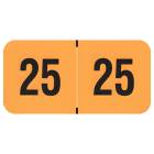 Arden Label FOYM-25-T4 PMA Fluorescent Orange 2025 Year Labels - Size 3/4" H x 1 1/2" W