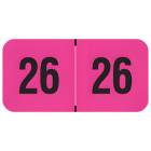 Arden Label FPYM-26-T4 PMA Fluorescent Pink 2026 Year Labels - Size 3/4" H x 1 1/2" W