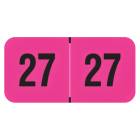Arden Label FPYM-27-T4 PMA Fluorescent Pink 2027 Year Labels - Size 3/4" H x 1 1/2" W