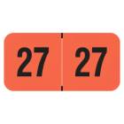 2027 Year Labels - PMA Fluorescent Red - Size 3/4" H x 1 1/2" W