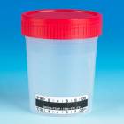 4oz Specimen Container with 1/4-Turn Red Screw Cap and Affixed Thermometer Strip - Non-Sterile