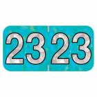 2023 Year Labels - Holographic Aqua - Size 3/4" H x 1 1/2" W