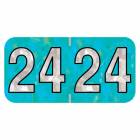 2024 Year Labels - Holographic Aqua - Size 3/4" H x 1 1/2" W