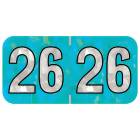 2026 Year Labels - PMA Holographic Aqua - Size 3/4" H x 1 1/2" W