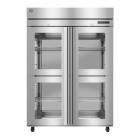 Hoshizaki HC2A-HGE-HGE Steelheart® Series Two-Section Pass-Thru Heated Cabinet with 6 Wire Shelves, Glass Half Doors - 52.10 Cubic Feet