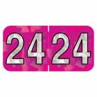 2024 Year Labels - Holographic Fuchsia - Size 3/4" H x 1 1/2" W